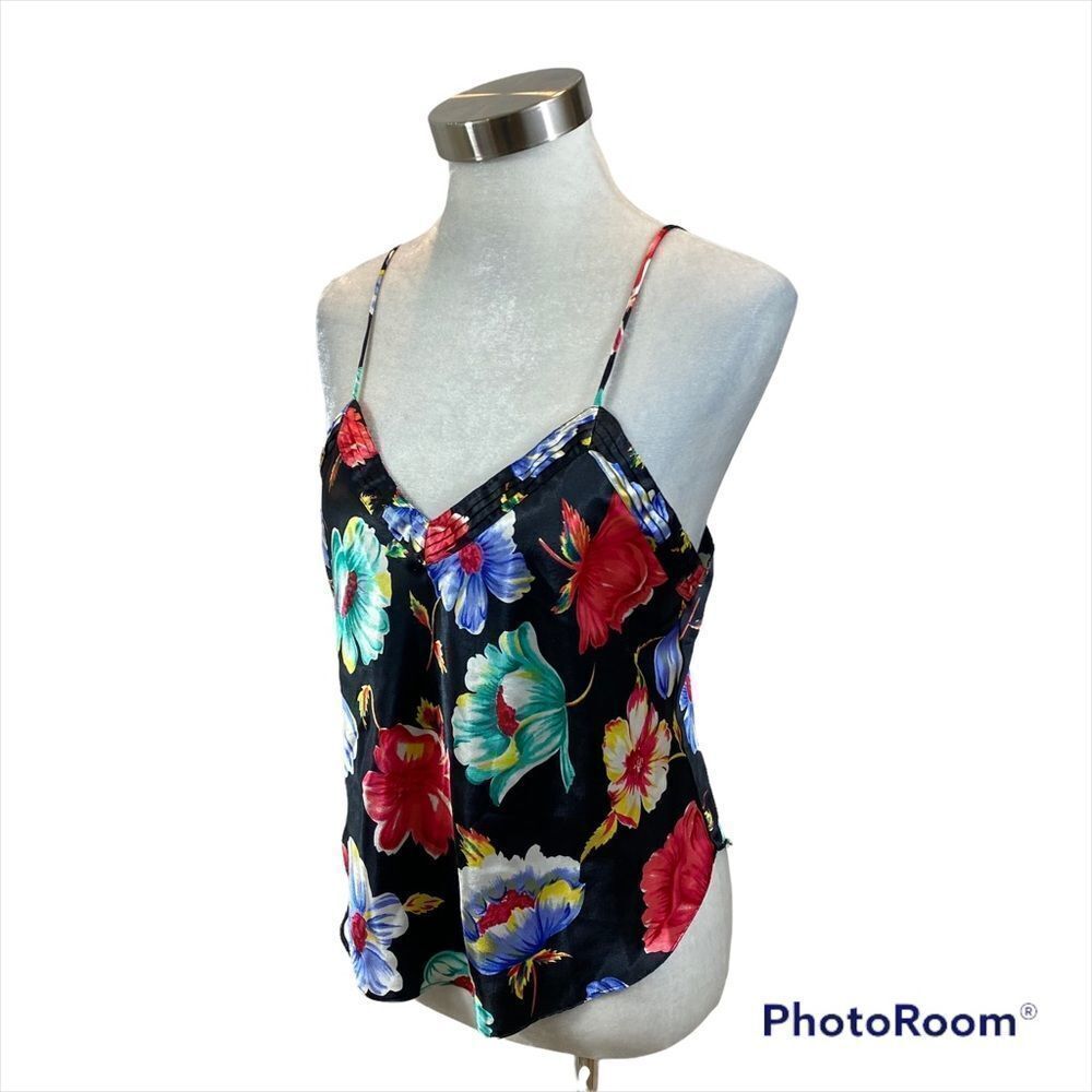 Vintage Gold Label Victoria’s‎ Secret Black and Floral Camisole Size Large